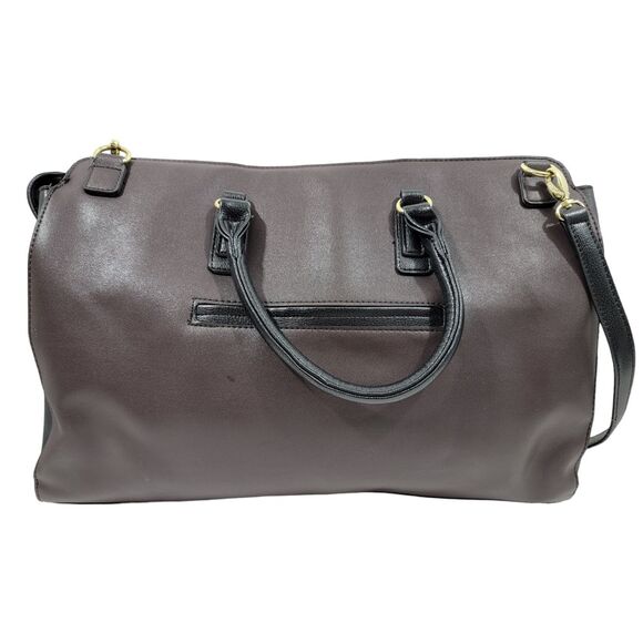 Tutilo Tan Black 15" Laptop Tablet Leather Pebbled Tote Bag - Picture 5 of 13